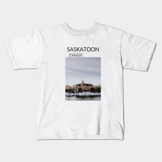 Saskatoon Saskatchewan Canada Urban Cityscape Gift for Canadian Canada Day Present Souvenir T-shirt Hoodie Apparel Mug Notebook Tote Pillow Sticker Magnet Kids T-Shirt by Mr. Travel Joy